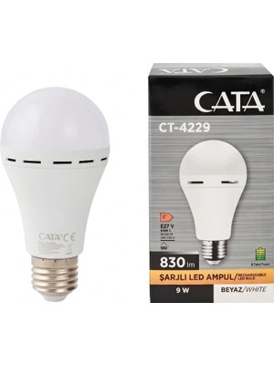 Cata Şarjlı Ampul 9W Beyaz Işık CT-4229