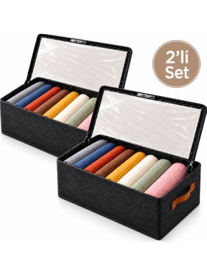 MORVELLA Dolap Içi Düzenleyici / Hurç / Şeffaf Kapaklı Çekmece 47X28X20 cm - 2 Adet