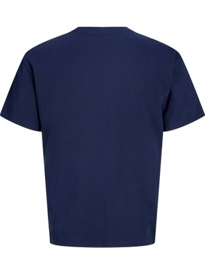Jack & Jones Erkek Gögüs Baskili Relaxed Fit Bisiklet Yaka Tisört - Abbo