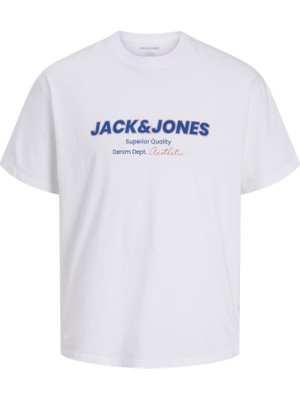 Jack & Jones Erkek Gögüs Baskili Relaxed Fit Bisiklet Yaka Tisört - Abbo