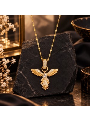 Lia Charm Altın Kaplama Zirkon Taşlı Anka Kuşu Kadın Kolye