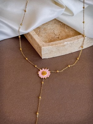 Dore Collection Pembe Çiçek Y Kolye