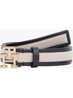 Tommy Hilfiger Kadın Siyah Tommy Hilfiger Th Logo 2.5 Canvas, Dw6 Siyah Kadın Kemer