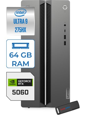 Lenovo Loq Tower 17IAX10 Intel Core™ Ultra 9 275HX Aı 64GB Ddr5 2tb SSD Nvıdıa 8GB/RTX5060 Freedos Gaming Masaüstü Bilgisayar 91AY007GTRF24+ZETTAUSBBELLEK