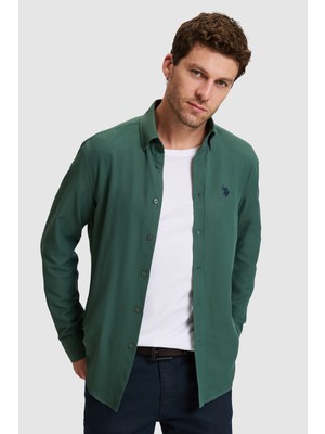 U.S. Polo Assn. Erkek Koyu Yeşil Uzun Kollu Basic Gömlek 50324708-VR079
