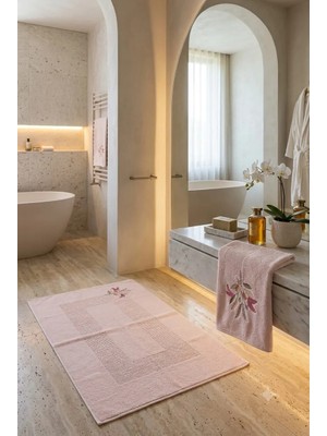 A.Z.H. Maribor (2.li Set) 50X70CM. / 60X100 cm %100 Pamuk Nakışlı Lüks Ayak Havlusu, Ayak Paspası, Havlu Paspas, Banyo ve Lavabo Paspası