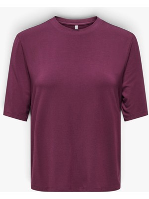 Only Onlbamboo S/s O-Neck Top cc Jrs Kadın Mor  - 15377110