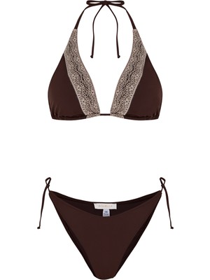 Aquella Dantel Detaylı Kahverengi Bikini
