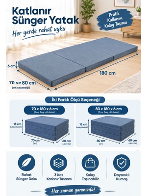 Tuğra Sünger Katlanır Sünger Yatak 70X180X6 VE80X180X6
