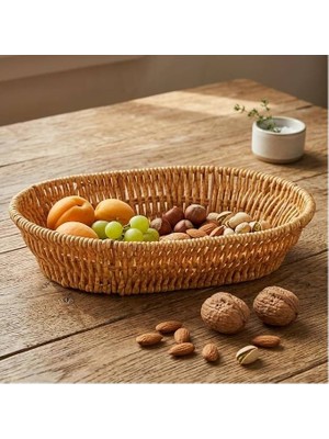Astera El Yapımı Hasır Oval Ekmek Sepeti ve Düzenleyici 25.5X18X6 cm