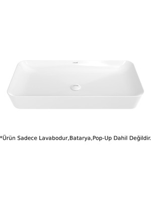 Creavit UL080 Ultra Dikdörtgen Tezgah Üstü Çanak Lavabo 80 cm Beyaz