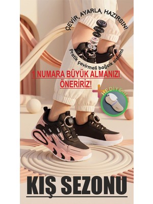 Prokids Veni Vidi Vici (Kışlık)Tasarımlı Hafif Taban Bağcık Mekanizmalı Kız Çocuk Spor Ayakkabı + Çorap Hediye