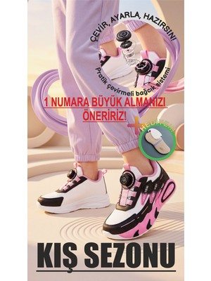 Prokids Veni Vidi Vici (Kışlık)Tasarımlı Hafif Taban Bağcık Mekanizmalı Kız Çocuk Spor Ayakkabı + Çorap Hediye