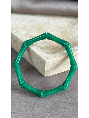 Dore Collection Bambu Tasarım Lastikli Akrilik Bileklik - Trend Reçine Bambu Form Bangle Kelepçe