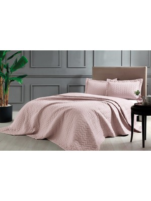 Taç Glory Çift Kişilik Yatak Örtüsü Takımı 250 x 260 cm Pudra Desenli Polyester Kumaş