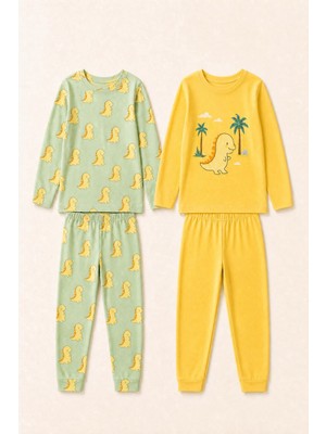 Aden Kids Çocuk Pijama Takımı – Pamuklu Likralı ve Interlok Penye Kumaş – 2-10 Yaş
