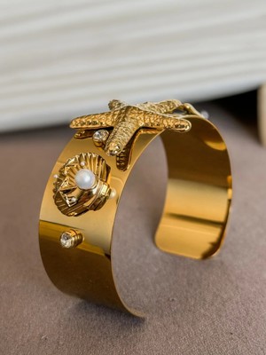 Dore Collection Deniz Yıldızı-Pirinç Kelepçe Fenomen Viral Premium Tasarım Inci Detay