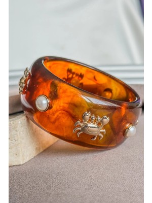 Dore Collection Premium Ithal Inci ve Yengeç Figürlü Kehribar Bangle Bilezik Pinterest Model Kelepçe