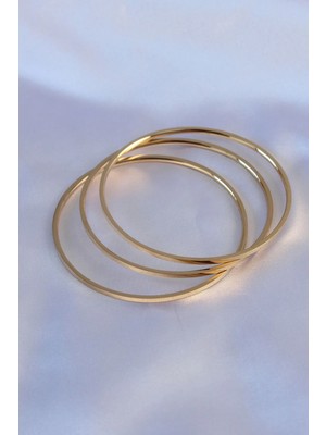 Sora Group 316L Çelik Gold Renk 3'lü Ajda Model Kadın 60 mm Bilezik