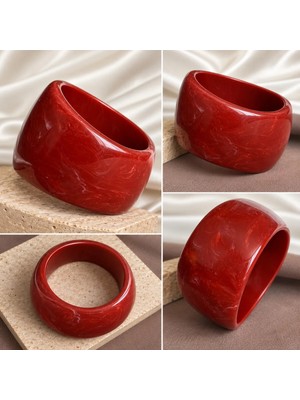 Dore Collection Premium Reçine Bileklik • Pinterest Model Dev Chunky Bangle • Kalın Oval Tasarım Şık Vintage Kadın Bilezik