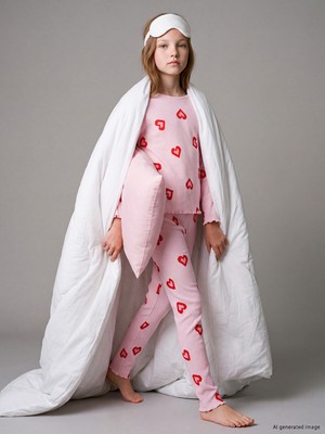 Lcw Kids Pembe Bisiklet Yaka Baskılı Kız Çocuk Pijama Takım
