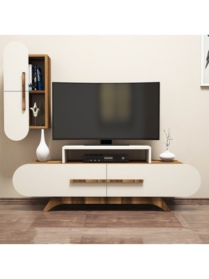 Variant Rose Duvar Raflı Tv Ünitesi Ceviz-Ekru