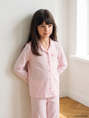 Lcw Kids Pembe Gömlek Yaka Kız Çocuk Pijama Takım