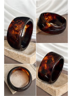 Dore Collection Premium Kalite Ithal Kahverengi Hareli Bangle Bilezik Cam Reçine Pinterest Model Kelepçe