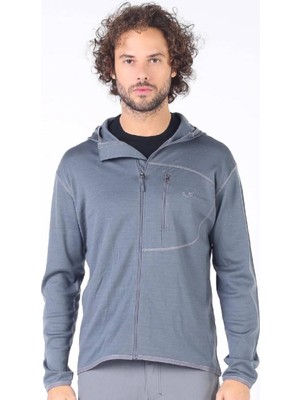 Woolona Maestro Fermuarlı Kapüşonlu Erkek Sweatshirt - Gry