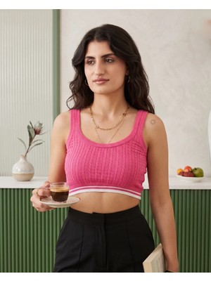 Kadın Şerit Detaylı Crop Atlet Bralet