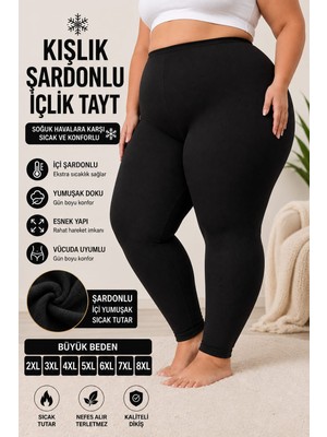 Medament Büyük Beden Kadın Şardonlu Tayt Kışlık Sıcak Tutan Yüksek Bel Esnek Tayt 2xl 3xl 4xl 5xl 6xl 7xl 8xl