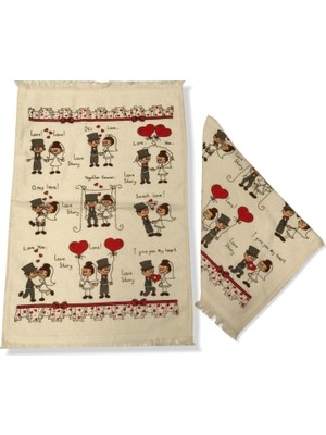 Durul 40X60 cm Baskılı Düğün Temalı Havlu 6 Lı Paket