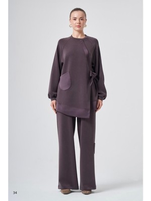 Nuss 1046 Bağlama Detaylı Pantolonlu Takım