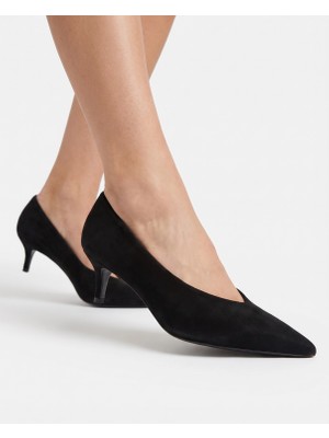 Tibu Lucia Siyah  Süet Alçak Topuk  Stiletto