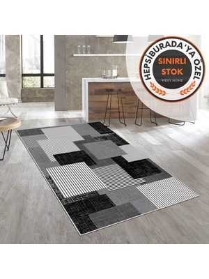 West Home Dijital Baskı Modern Tema Yıkanabilir Kaymaz Taban Salon Halısı 60 x 100 cm
