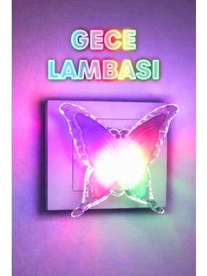 Telvesse Rgb Gece Lambası Kelebek Tip Koridor Hol Işığı Uyuma Işığı Renkli Işık Beyaz GC15