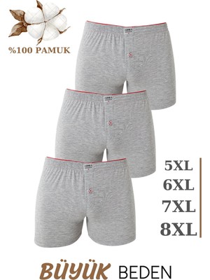 Arma Yıldız 3'lü Paket Erkek Büyük Beden Boxer %100 Pamuklu Penye Geniş Kalıp Battal Boy Iç Çamaşırı