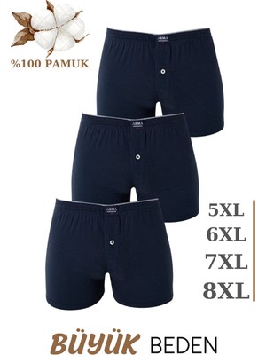 Arma Yıldız 3'lü Paket Erkek Büyük Beden Boxer %100 Pamuklu Penye Geniş Kalıp Battal Boy Iç Çamaşırı