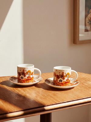 Lcw Home Kahverengi 2'li Desenli Kahve Fincan Takımı