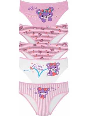 Domikids Kız Çocuk Çamaşır Pamuklu Renkli Baskılı  Külot 5'li Paket