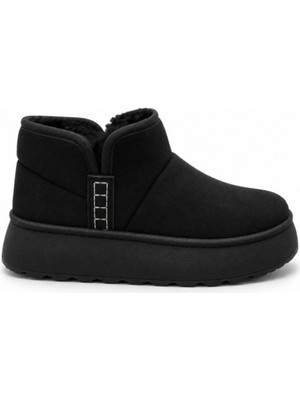 Black Flex Cozy Pelush Kadın Günlük Kısa Bot Siyah 36-40