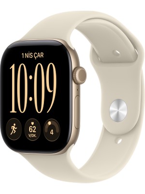 Apple Watch Series 12 Gps, 42 mm Uçuk Altın Rengi Alüminyum Kasa ve Kum Beji Spor Kordon - M/l
