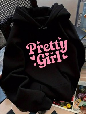 BarsDepo Pretty Girl Baskılı Hoodie Sweatshirt %100 Pamuk | Supriz Hediyeli