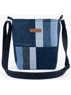 Mavicenza Kadın El Yapımı Patchwork Parçalı Denim Çapraz Askılı Omuz Çantası Kot Çanta
