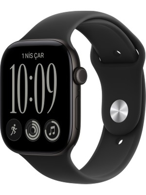 Apple Watch Series 12 Gps, 42 mm Siyah Alüminyum Kasa ve Siyah Spor Kordon - S/m