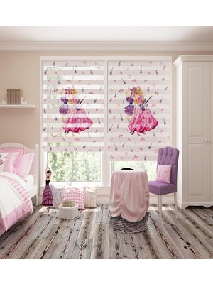 Peraper Perde Prenses Baskılı Pliseli Lüks Zebra Stor (180X200)