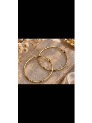 Xuping Kadın Gold Renkli Büyük Halka Küpe – Klasik Şık Günlük Küpe