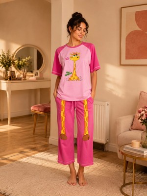 Arkano Miss Wish Rahat Zürafa Baskılı Pijama Takımı