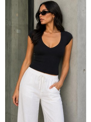 Seeh Siyah V Yaka Ribana Basıc Body SH370