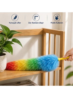 Alvenda Home Toz Alma Fırçası - Renkli - Peluş Püsküllü - Pratik